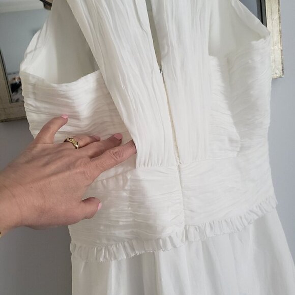 NWT REISS 6 White Gauzy Ruched Front Feminine Flirty Bridal After Party Dress - Picture 12 of 17